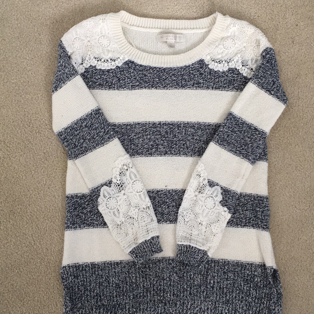Sweater, striped with lace details